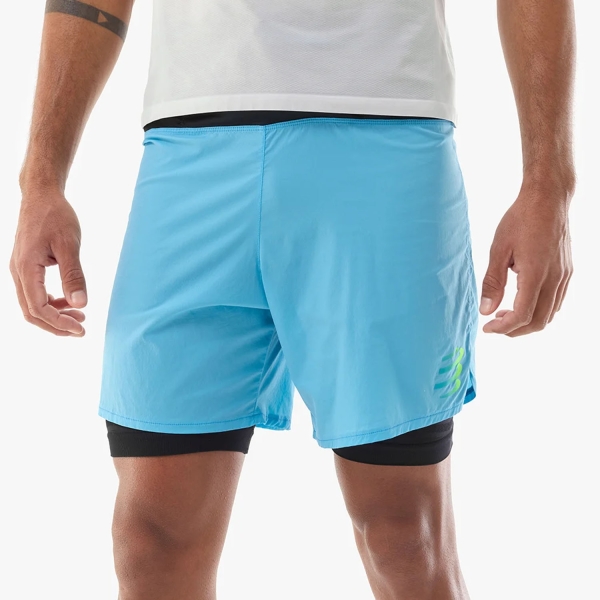 Men's Trail Running Shorts Compressport Trail Racing 2 in 1 7in Shorts  Norse Blue ASHM12525221
