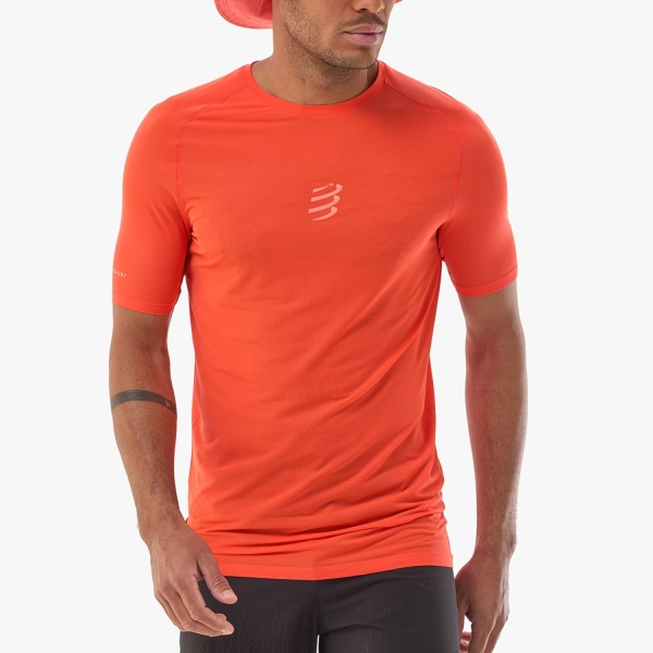 Men's  Short Sleeve Trail Running Shirts Compressport Pro TShirt  Tigerlily ATSM3633187
