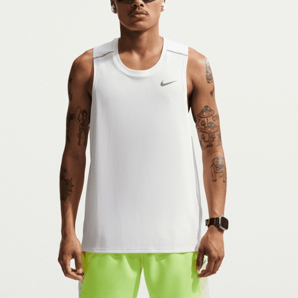 Men's Running Tank Nike DriFIT Miler Tank  White/Reflective Silver IF2018100