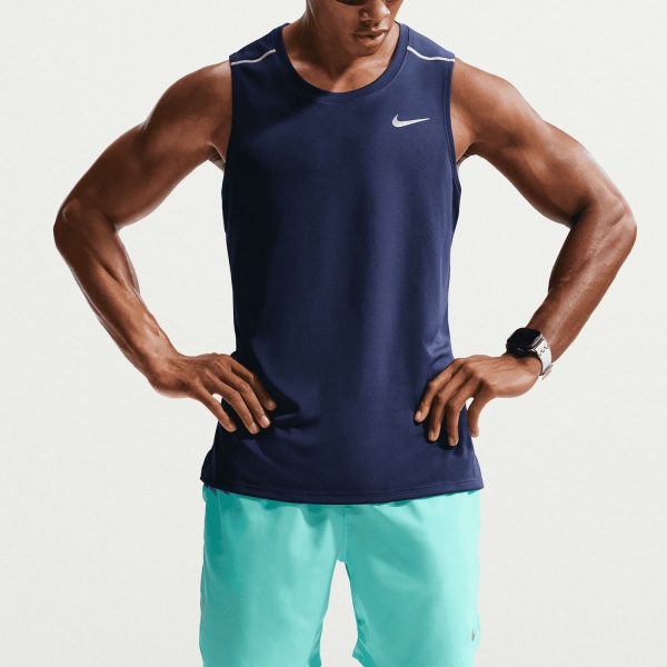 Men's Running Tank Nike DriFIT Miler Tank  Midnight Navy/Reflective Silver IF2018410
