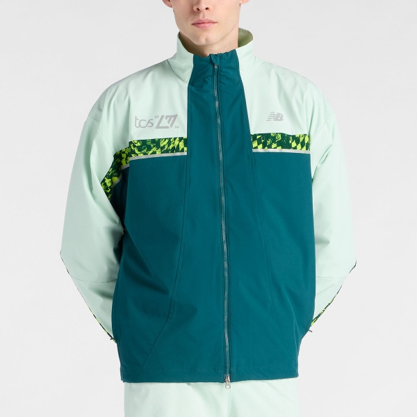 Men's Running Jacket New Balance London Edition Marathon Jacket  Medusa Green MJA2G1AAV