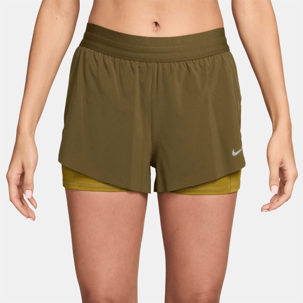 Women's Running Shorts Nike Swift 2 in 1 2.5in Shorts  Olive Flak/Peat Moss/Reflective Silver HJ5376368