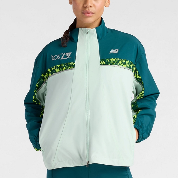 Women's Running Jacket New Balance London Edition Marathon Jacket  Cosmic Jade WJ61N4QMCOJ