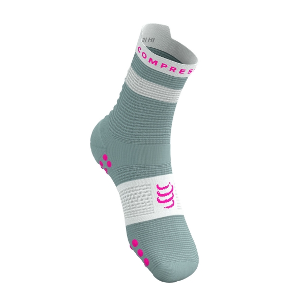 Socks Compressport Pro Racing V4.0 Run High Socks  Ether/Neon Pink XU00046B3118