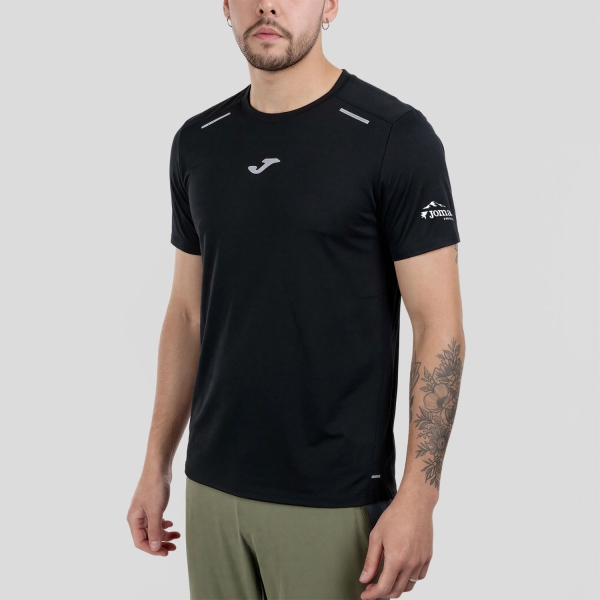 Men's  Short Sleeve Trail Running Shirts Joma Helium TShirt  Black 104646.100
