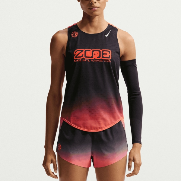 Women's Running Tank Nike AeroSwift DriFIT ADV Graphic Tank  Black/Bright Crimson/Metallic Silver IR5925010