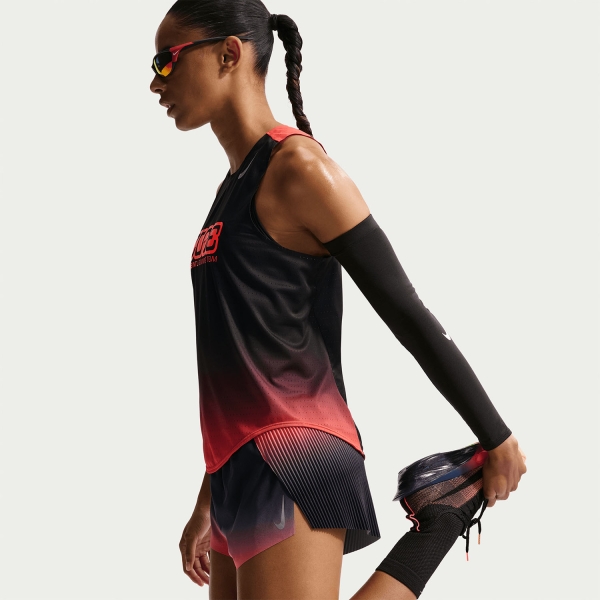 Nike AeroSwift Dri-FIT ADV Graphic Tank - Black/Bright Crimson/Metallic Silver