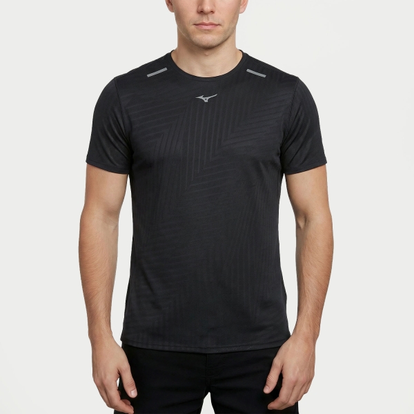 Men's Running T-Shirt Mizuno Tech Light Logo TShirt  Black J2GAD00109