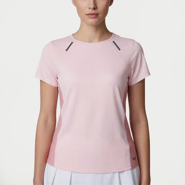 Women's Running T-Shirts Mizuno Active DryAeroFlow TShirt  Pinkesque J2GAD20464