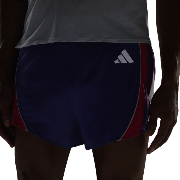 adidas ADIZERO Archive 3in Shorts - Dual Indigo/Semi Lucid Red/White