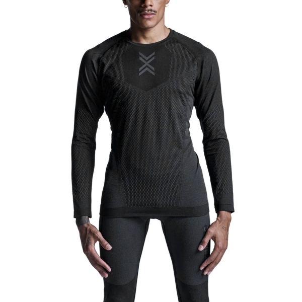 Men's Long Sleeve Trail Running XBionic Xceed Run Shirt  X Black/Rhino Grey R106W25MB130