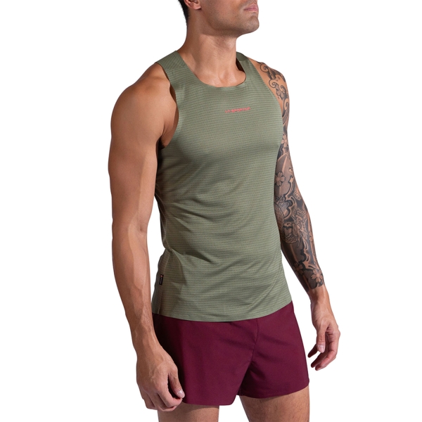 Men's Trail Running Tank Tops & Vests La Sportiva Pure Tank  Cypress/Mountain Red ZARE025E47R24
