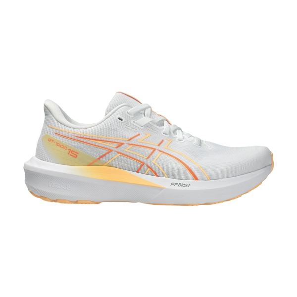 Woman's Structured Running Shoes ASICS GT 1000 15  White/Vivid Coral 1012B994100