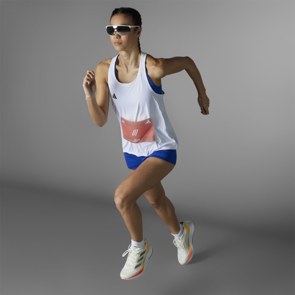 adidas ADIZERO Logo Tank - White