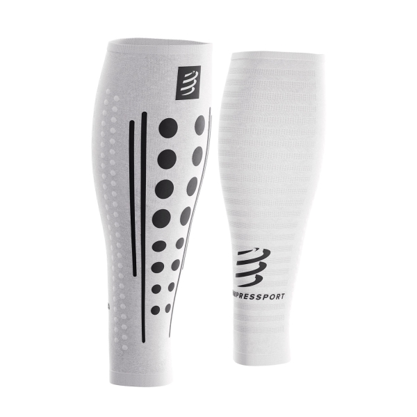  Compressport R2 Aero 2.0 Compression Calf Sleeves  White/Black CCSU7340002