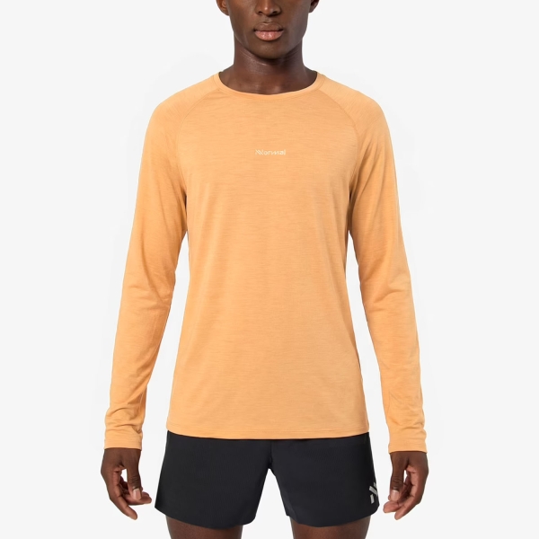 Men's Long Sleeve Trail Running NNormal Merino 02 Shirt  Orange NC3ML1M002