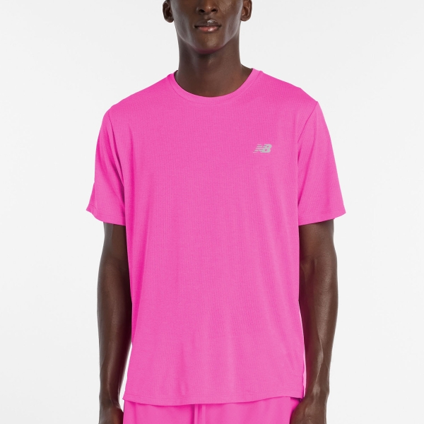  New Balance Athletics Run TShirt  Pink Heat Heather MT41253AD8