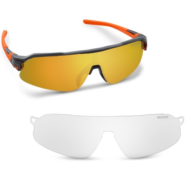 Nike Flyfree Shield Gafas de Sol - Matte Smoke Grey/Road Orange Mirror/Clear