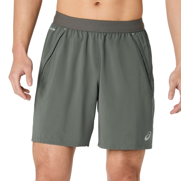 Men's Running Shorts ASICS Road Logo 2 in 1 7in Shorts  Truffle Grey 2011D246020