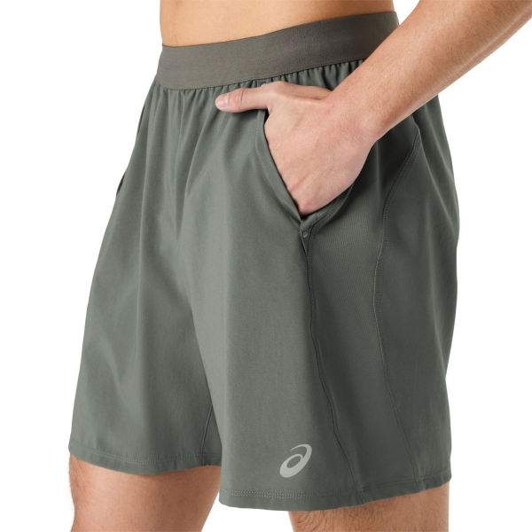 ASICS Road Logo 2 in 1 7in Shorts - Truffle Grey