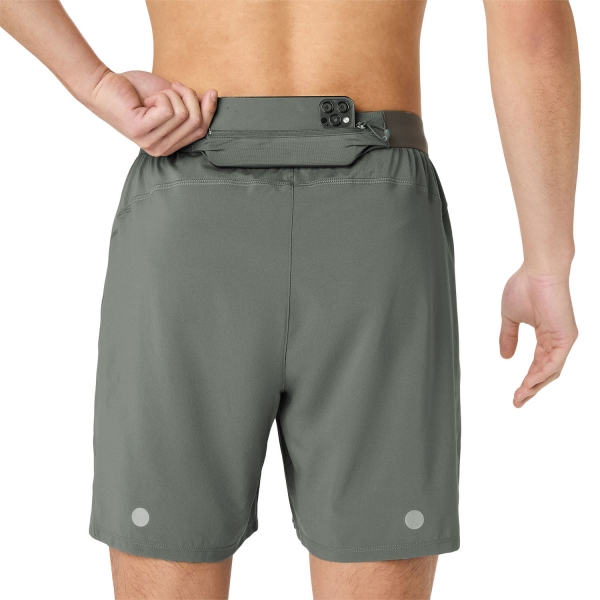 ASICS Road Logo 2 in 1 7in Shorts - Truffle Grey