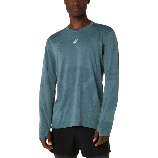 Men's Running Shirt ASICS Road Seamless Shirt  Foggy Teal 2011D356403