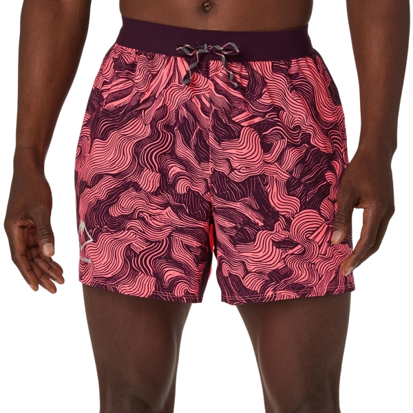 Men's Trail Running Shorts ASICS Fujitrail AOP 5in Shorts  Blazing Coral/Dark Aubergine 2011D526700