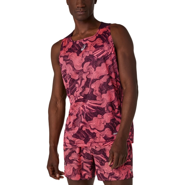 Men's Trail Running Tank Tops & Vests ASICS Fujitrail Pro Tank  Blazing Coral/Dark Aubergine 2011D528700