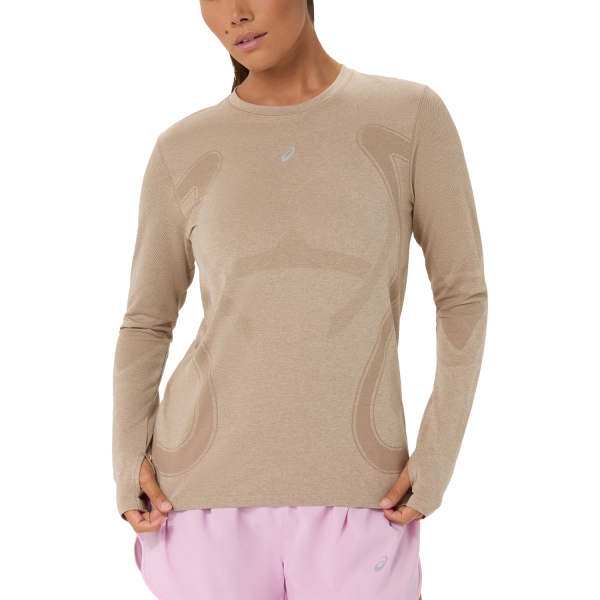 Women's Running Shirt ASICS Road Shirt  Greige 2012D290200