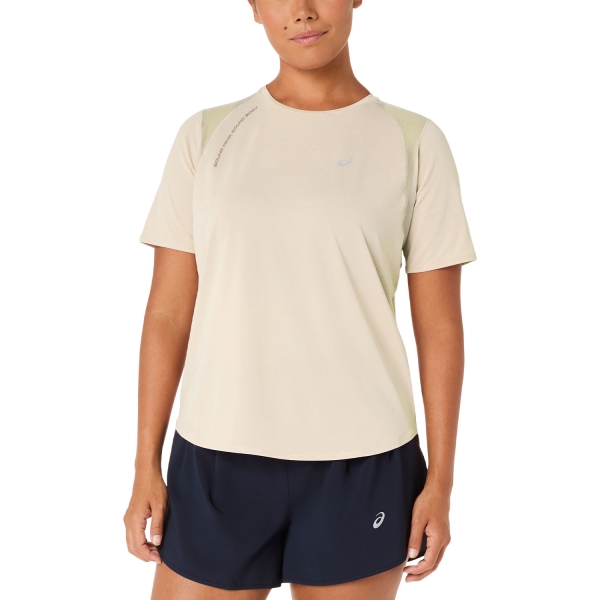 Women's Running T-Shirts ASICS Road Performance TShirt  Cream 2012D371100