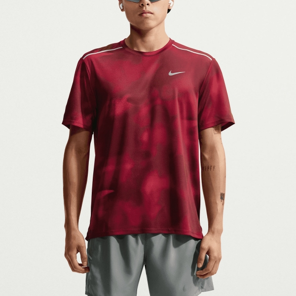Men's Running T-Shirt Nike DriFIT UV Miler AOP TShirt  Light Crimson/Reflective Silver IV4814696