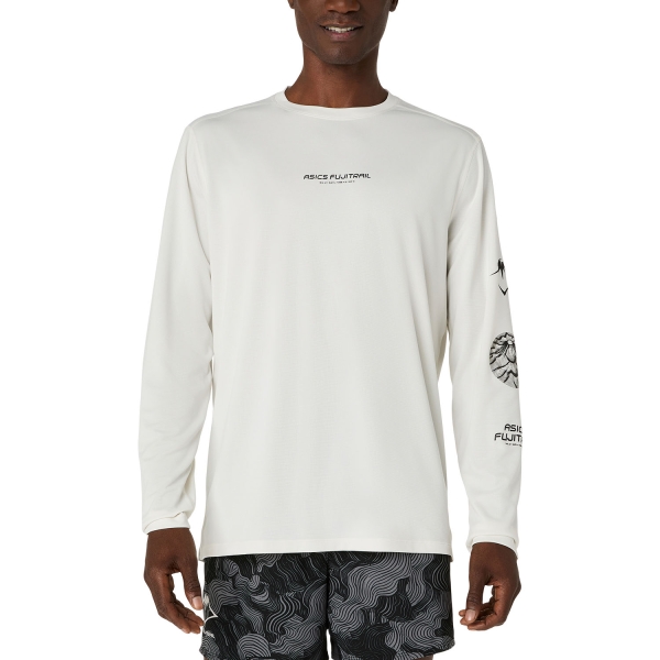 Men's Long Sleeve Trail Running ASICS Fujitrail Logo Shirt  Cream 2011D525100