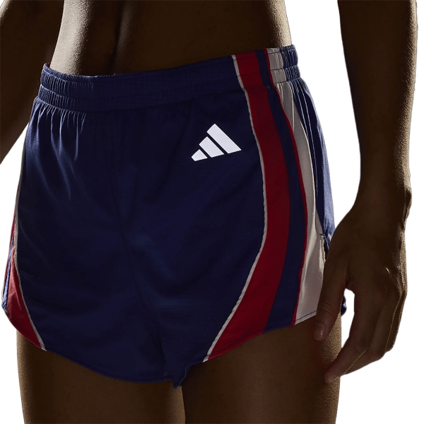 adidas ADIZERO Archive 3in Shorts - Dual Indigo/Semi Lucid Red/White