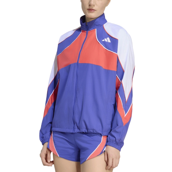 Women's Running Jacket adidas ADIZERO Archive Jacket  Dual Indigo/Semi Lucid Red/White KG9746