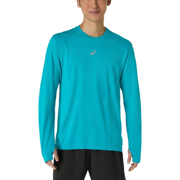 Men's Running Shirt ASICS Road Seamless Shirt  Energy Aqua 2011D356402