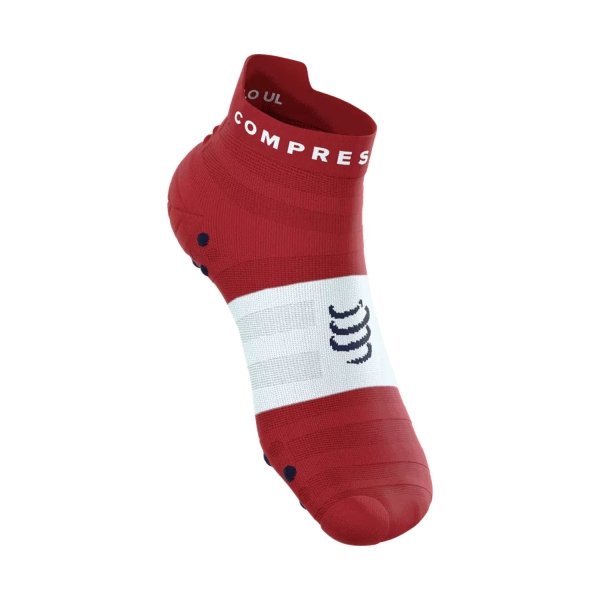 Compressport Pro Racing V4.0 Ultralight Logo Socks - Pompeian Red/White