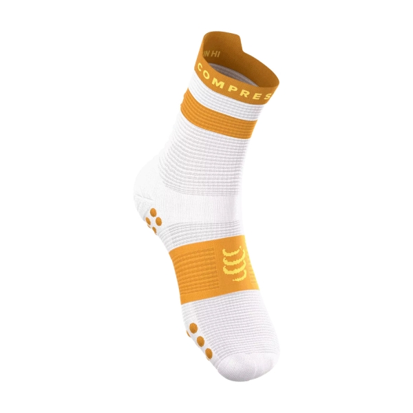 Compressport Pro Racing V4.0 Run High Socks - White/Sunflower