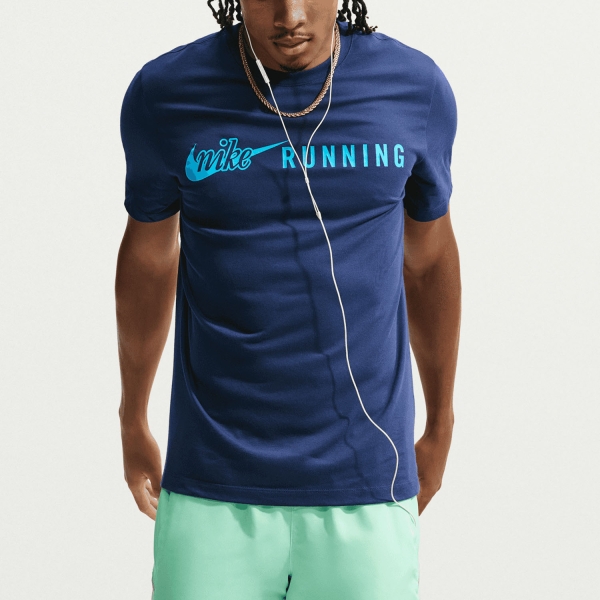 Men's Running T-Shirt Nike DriFIT DNA 2 TShirt  Midnight Navy/Light Current Blue IV4688410