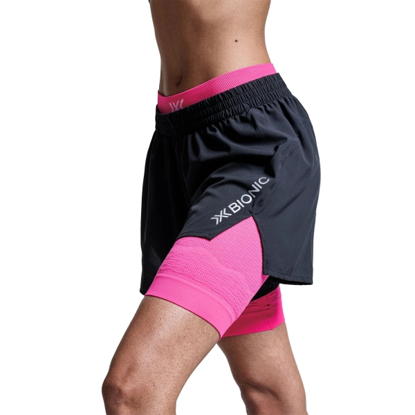 X-Bionic Effektor 2 in 1 5.5in Shorts - X Black/Neo Pink